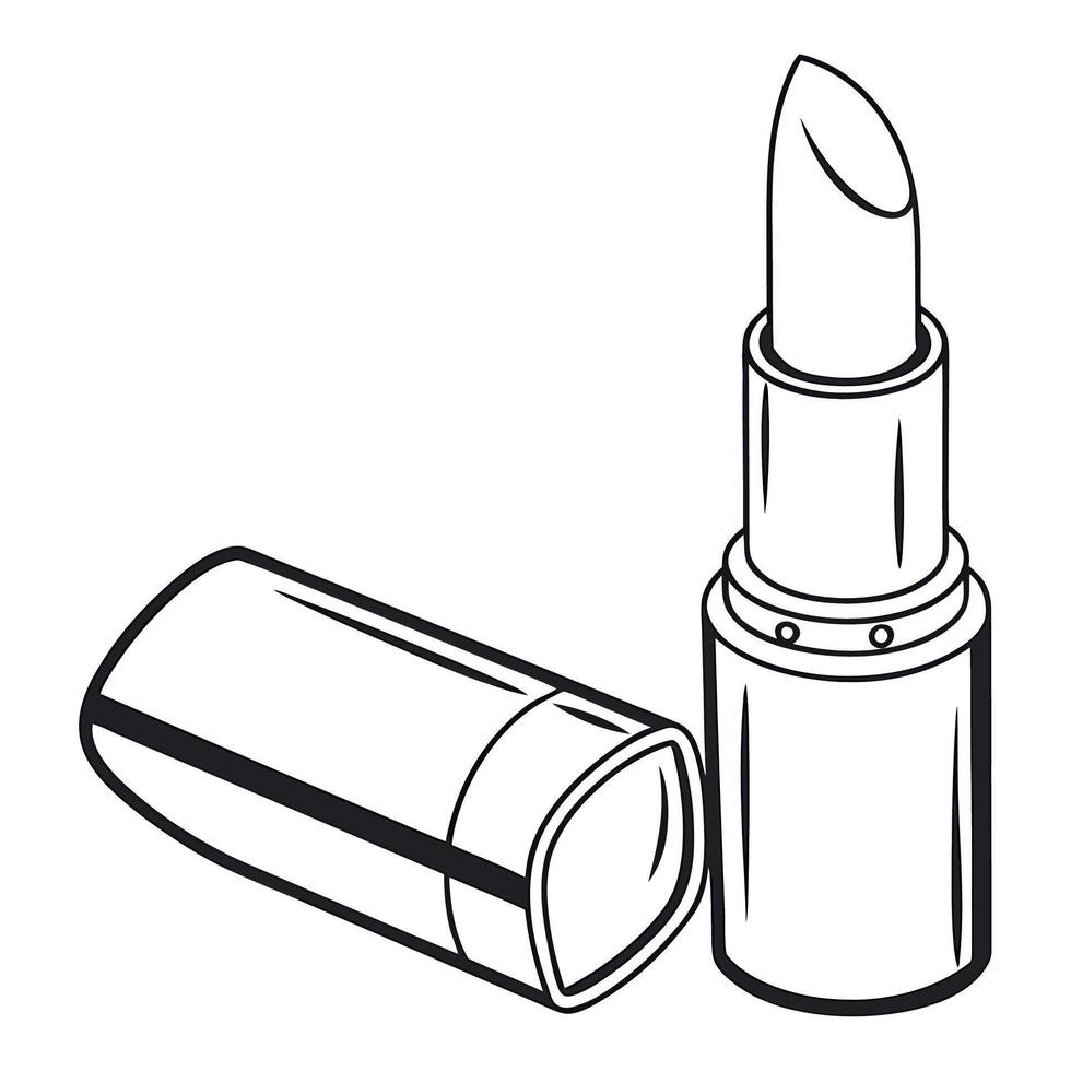 Open Lipstick Tube and Case Line Art Illustration vector