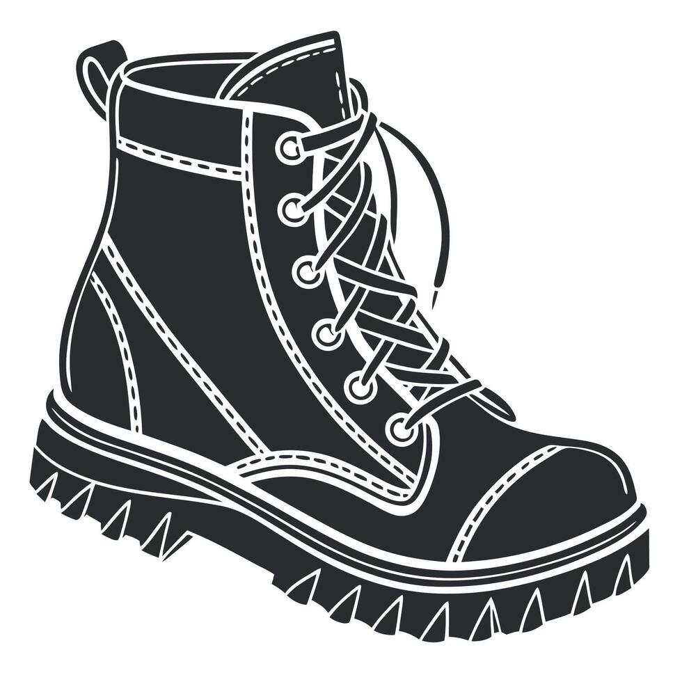 Stylish Black Lace Up Boot Illustration for Fashion Design vector