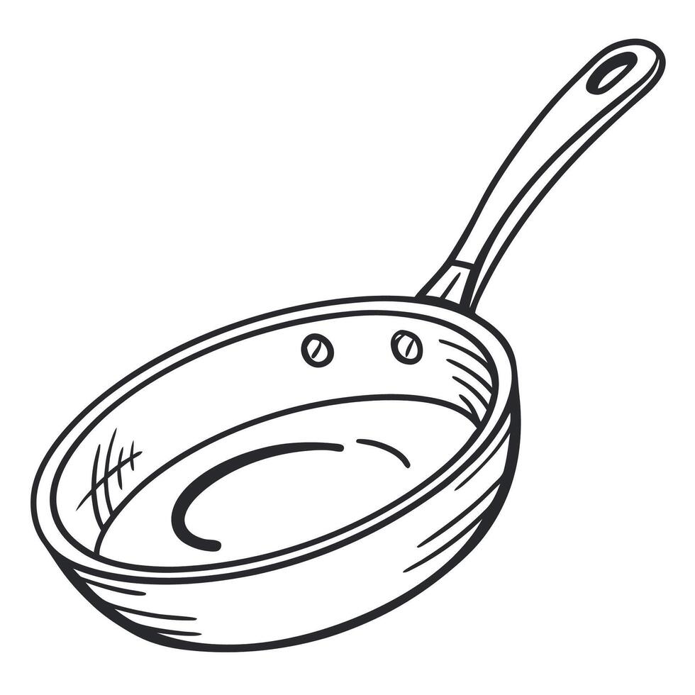 Hand Drawn Sketch of a Single Empty Frying Pan vector