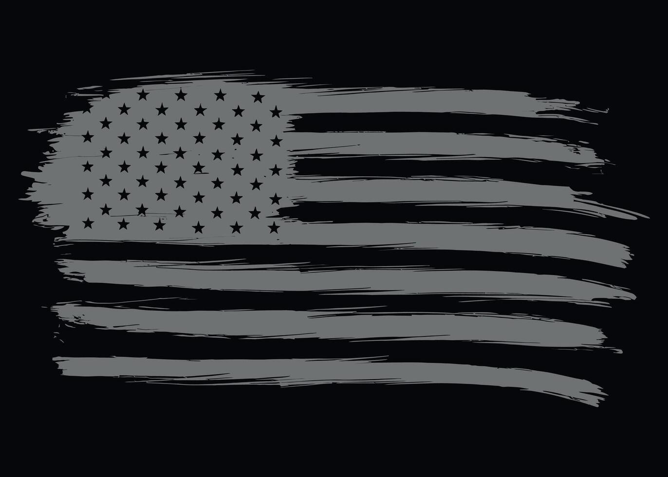 USA Flag with Grey Brushstroke, Distressed Grunge Design vector
