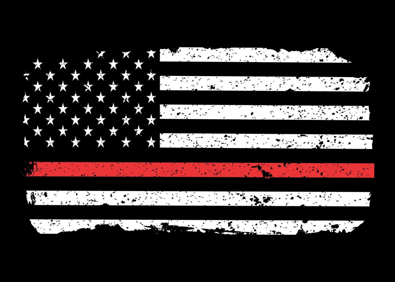 American Flag with a Thin Red Line vector