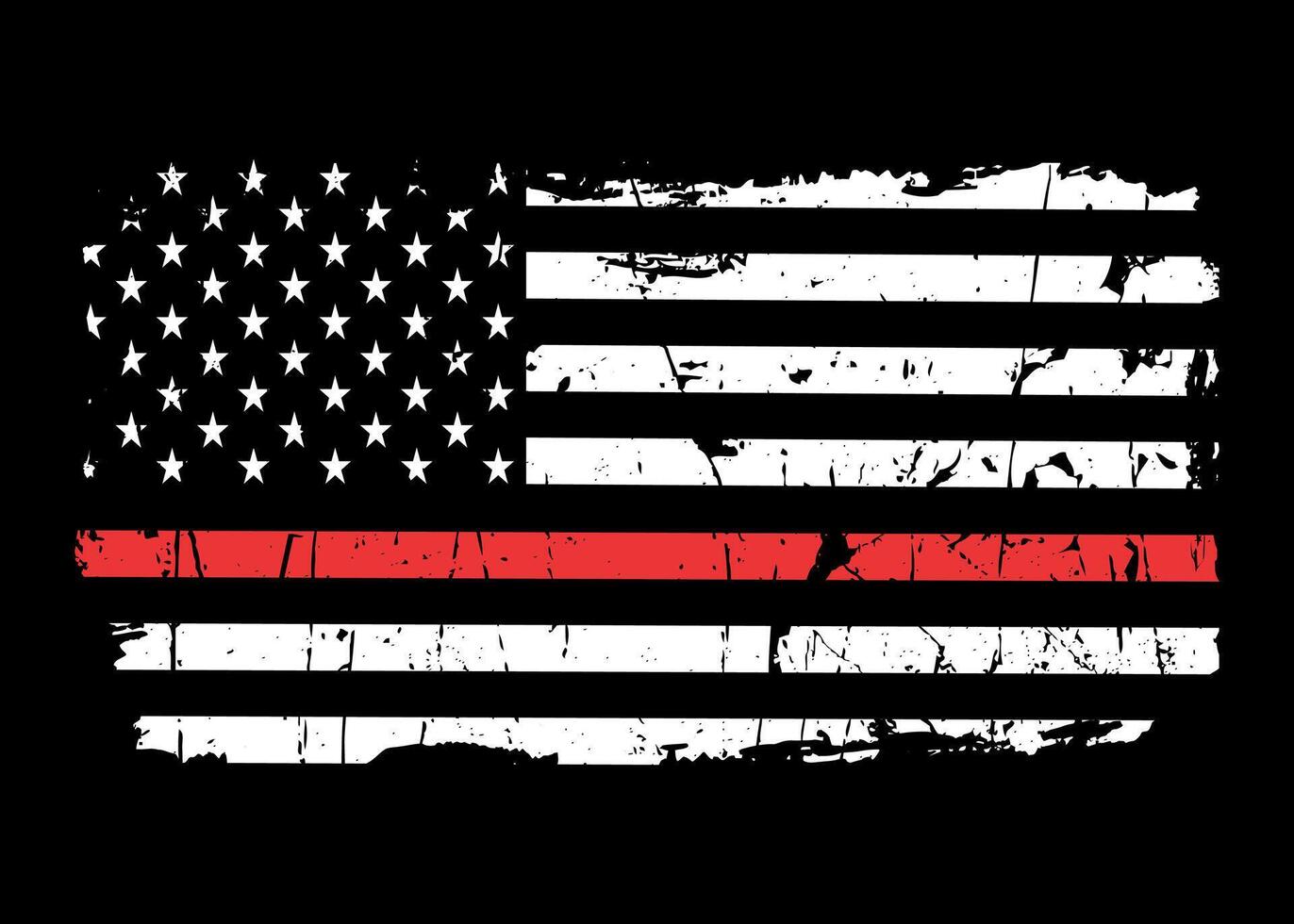 Bold Thin Red Line American Flag vector