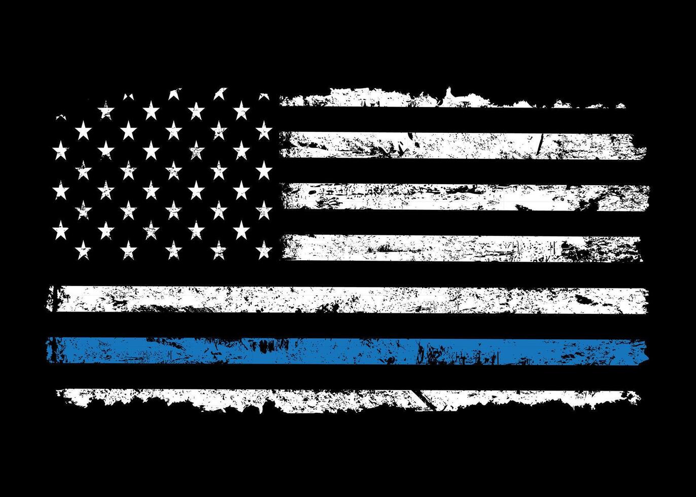 Distressed American Flag with Blue Line, Bold and Supportive Artwork vector