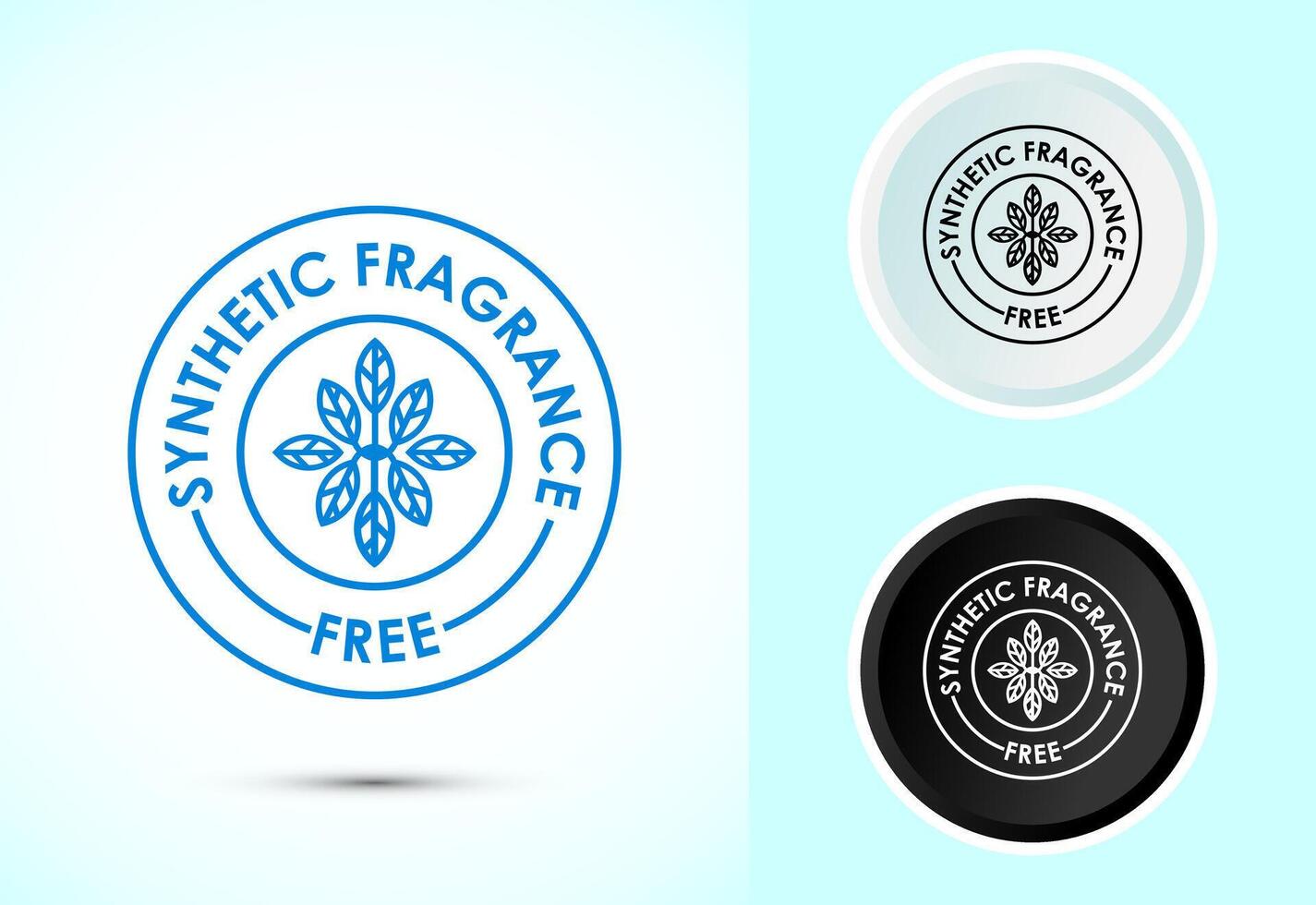 No synthetic fragrance icon. Synthetic fragrance free label sign symbol in color black and white vector