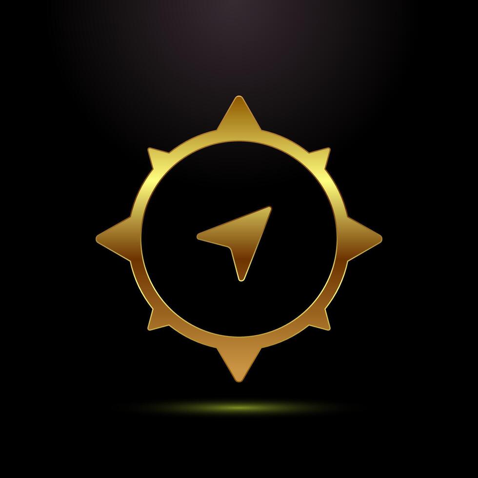Compass icon, Navigation sign symbol in gold color style vector