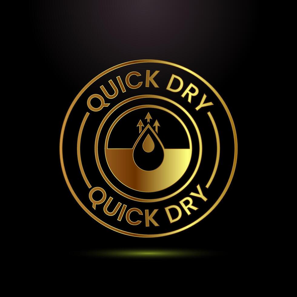 Quick dry icon illustration. Fast dry cleaning service sign symbol in gold color style vector