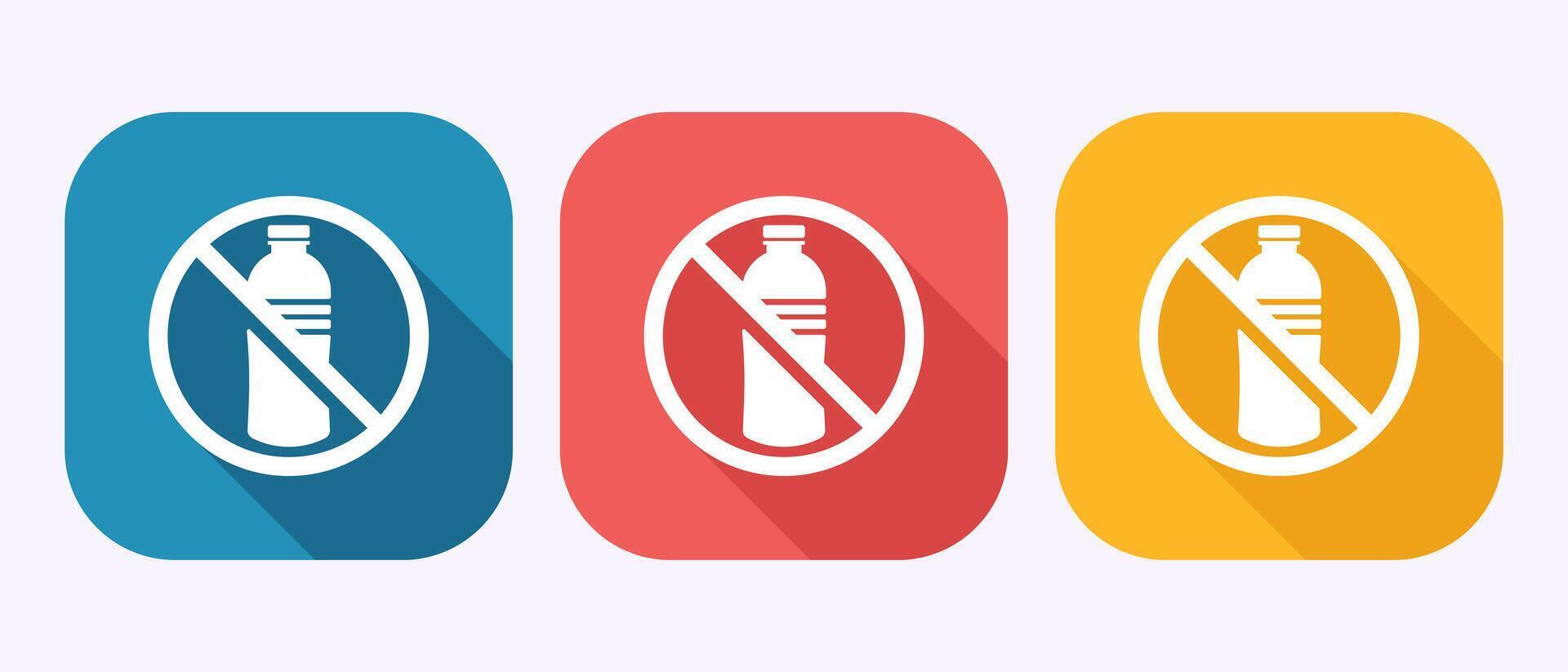 Plastic free icon design illustration, No plastic product symbol in shadow button design vector