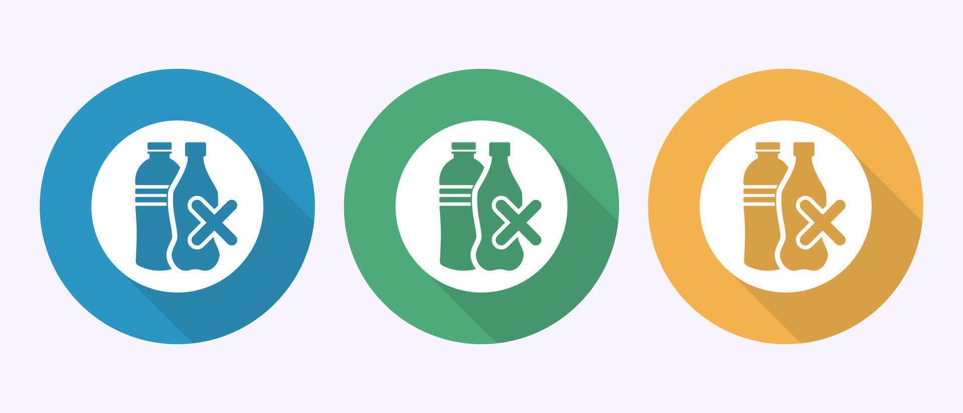 Plastic free icon design, No plastic product sign symbol in shadow button design vector