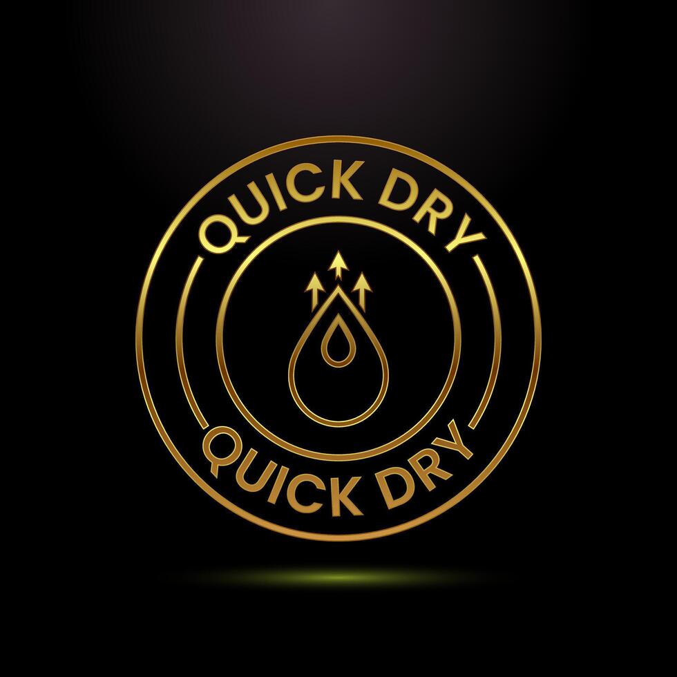Quick dry icon design. Fast dry cleaning service sign symbol in gold color style vector