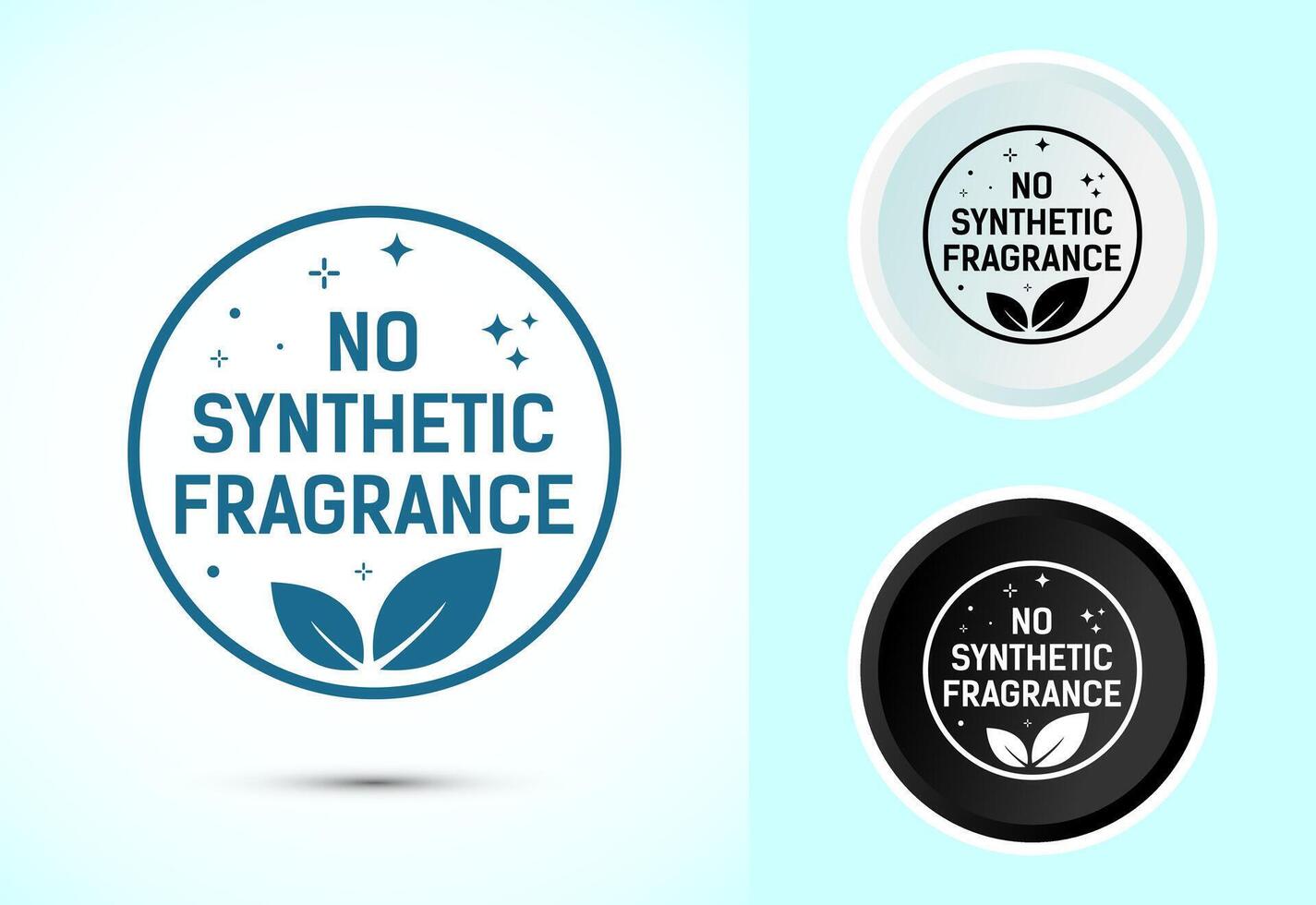 No synthetic fragrance icon design. Synthetic fragrance free label sign in color black and white vector