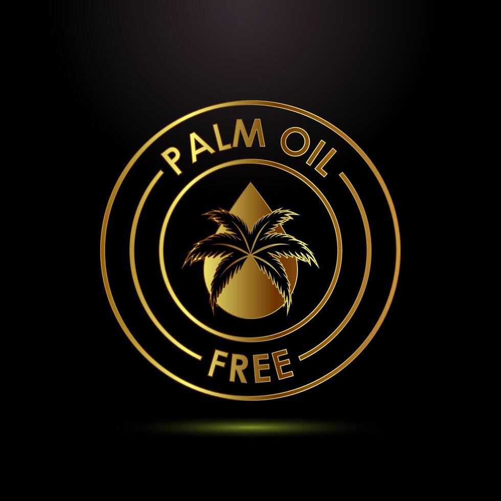 Palm oil free icon design, healthy organic food, No palm oil sign symbol in gold color style vector