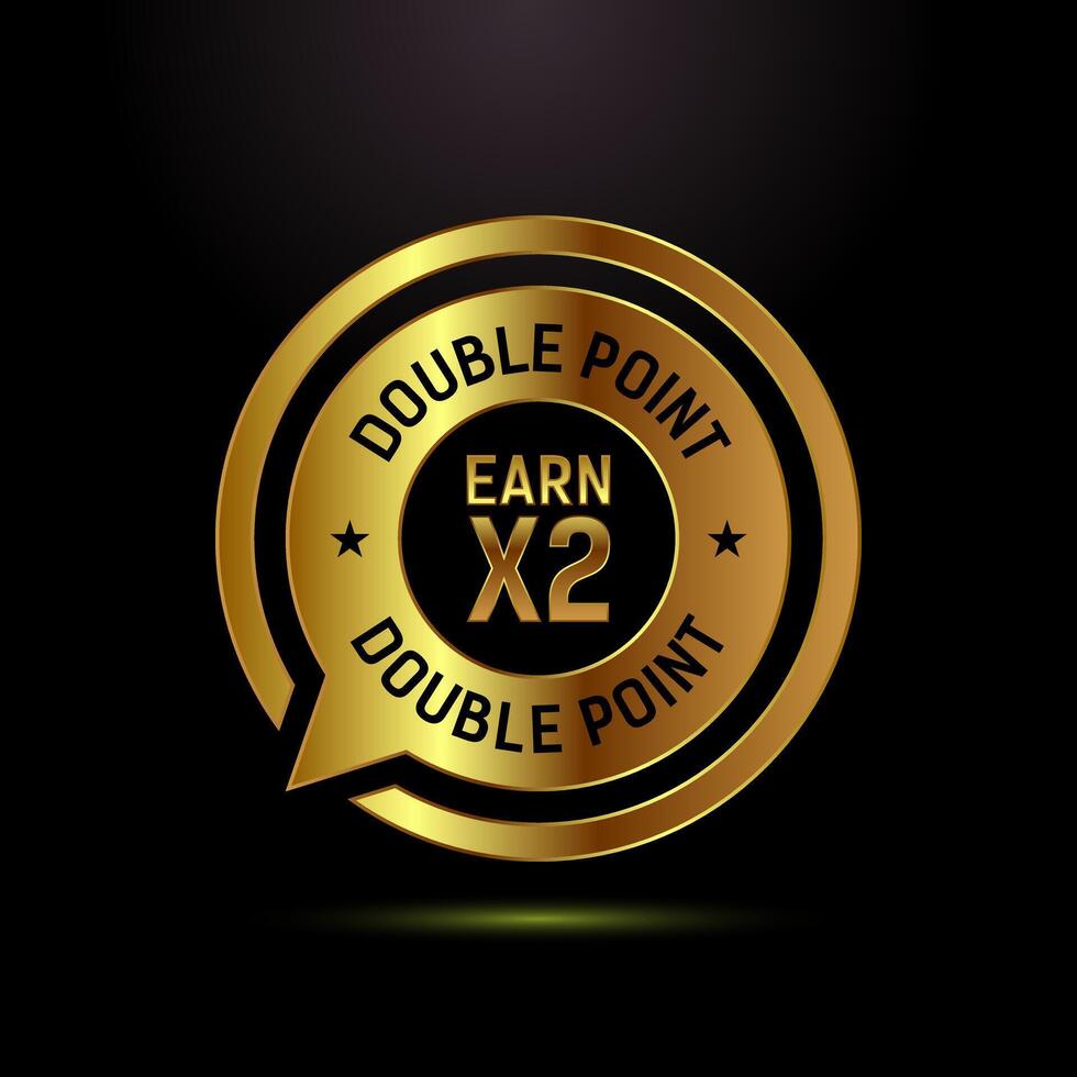 Earn x2 double point icon illustration. Earn x2 sign symbol in gold color style vector
