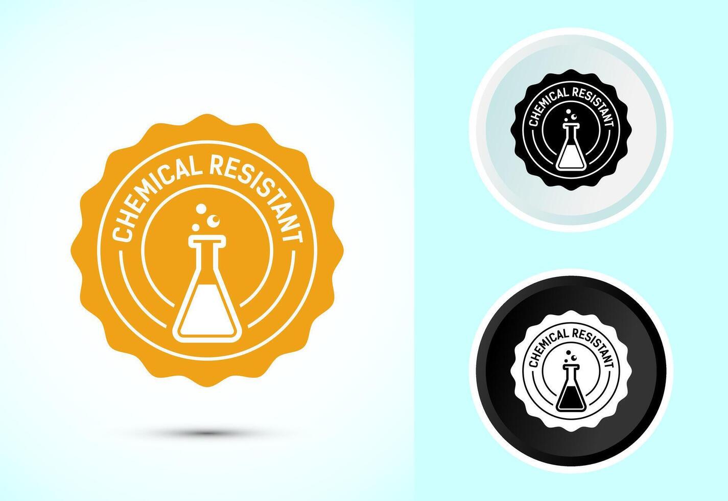 Chemical resistant icon, Chemical resistant sign symbol in color black and white vector