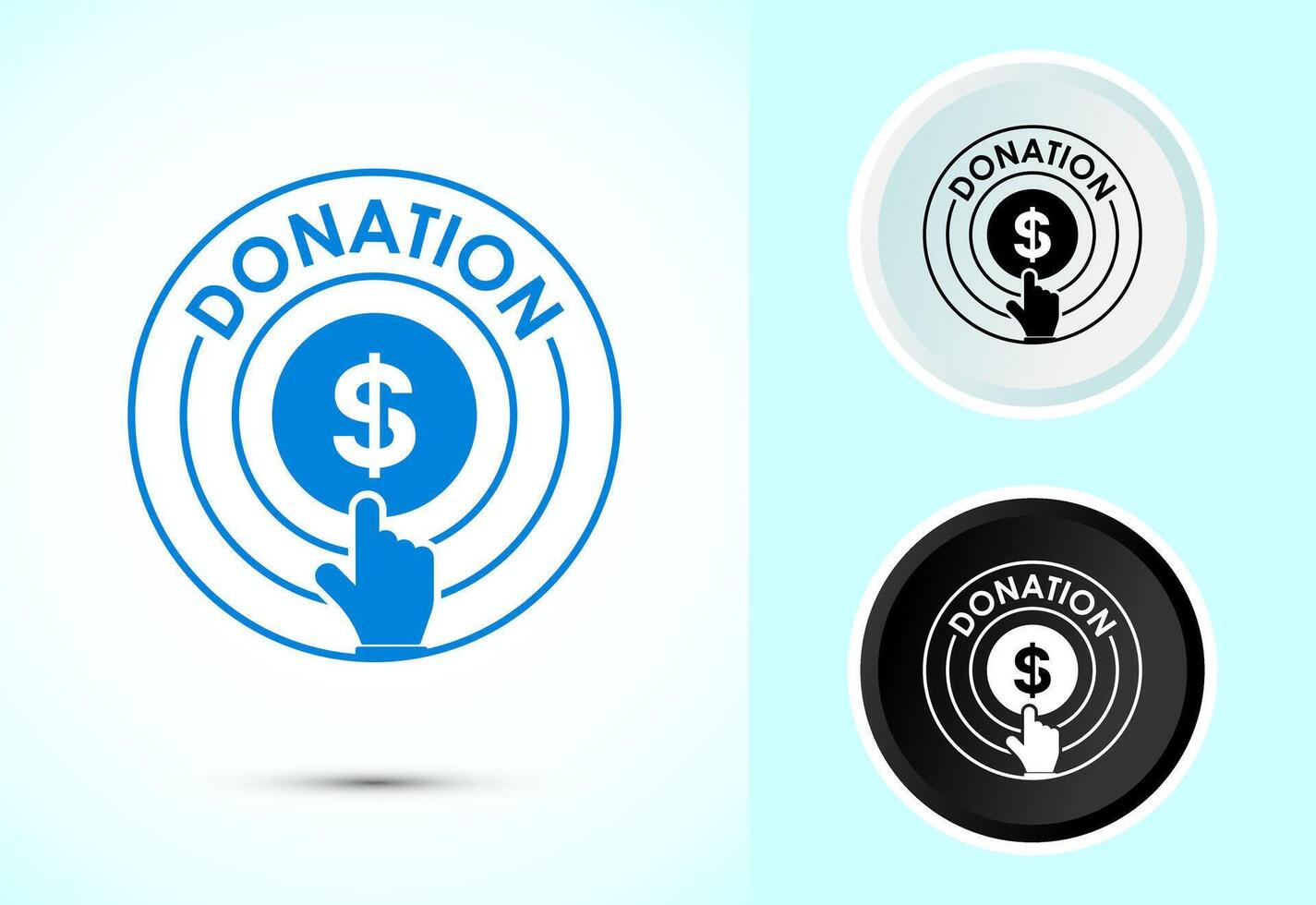 Donation icon design, Donate icon, Charity concept sign in color, black and white vector