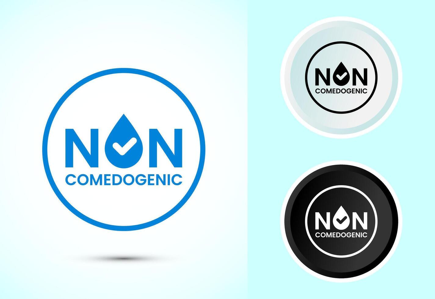 Non comedogenic icon design, non comedogenic label sign in color black and white vector