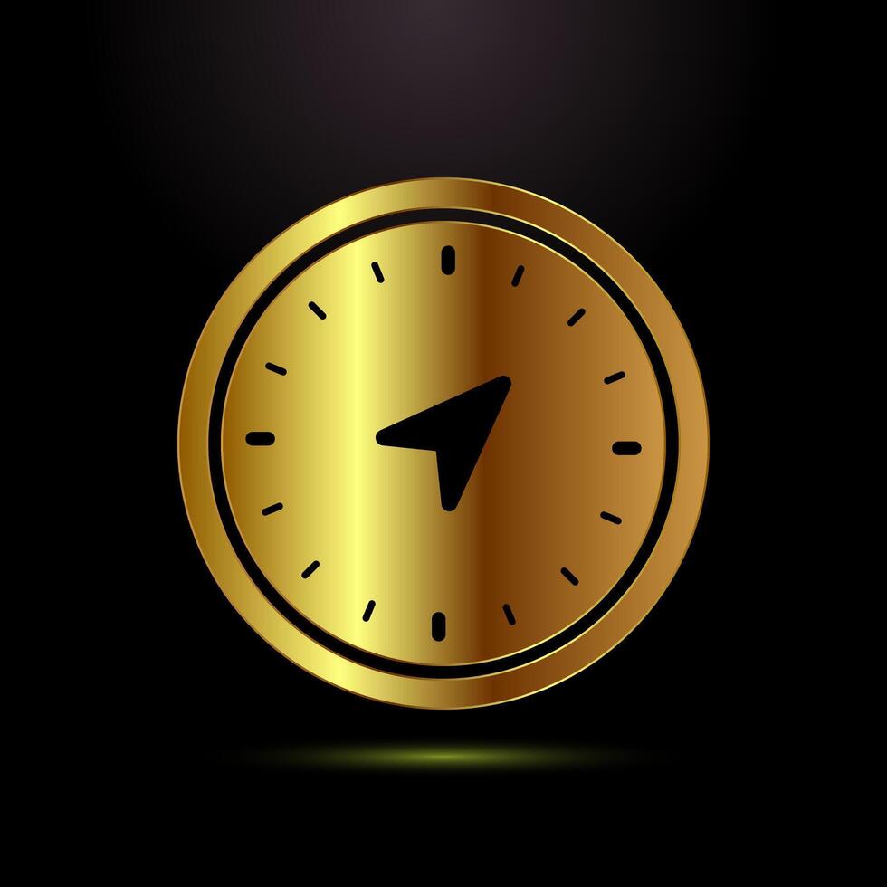 Compass icon design, Navigation sign in gold color style vector