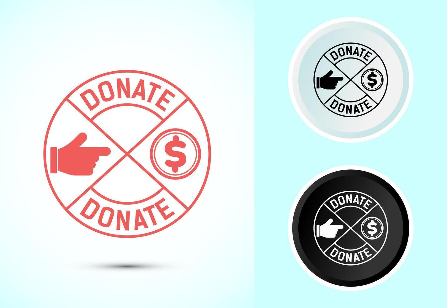 Donation icon illustration, Donate icon, Charity concept sign in color, black and white vector