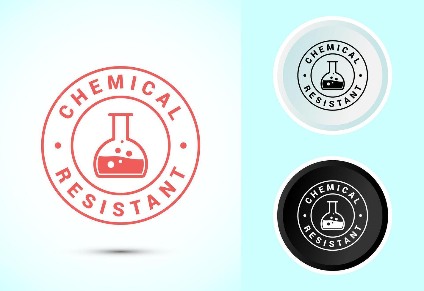 Chemical resistant icon illustration, Chemical resistant sign symbol in color black and white vector