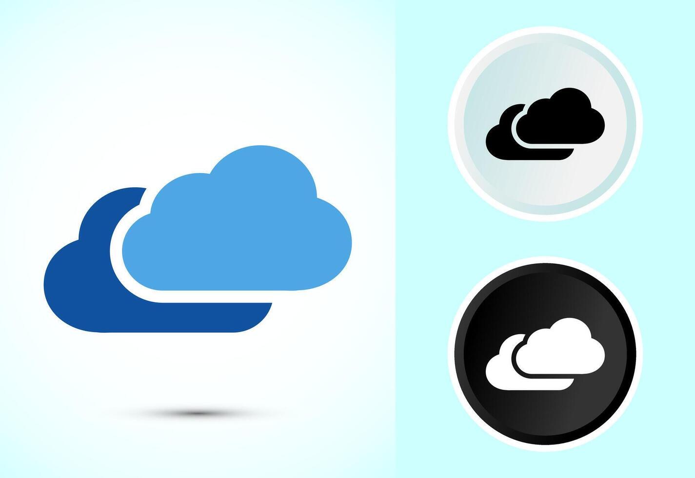 Cloud icon, weather icon sign symbol in color, black and white vector