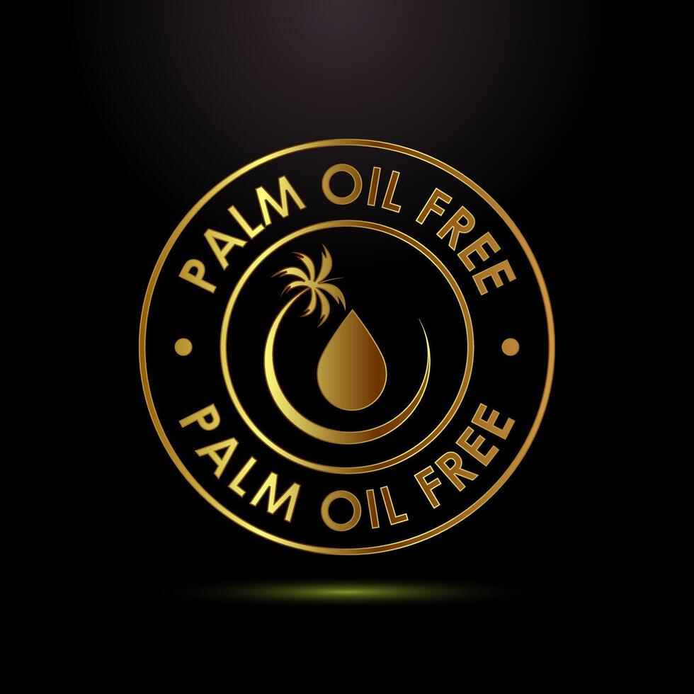Palm oil free icon design, healthy organic food, No palm oil symbol in gold color style vector