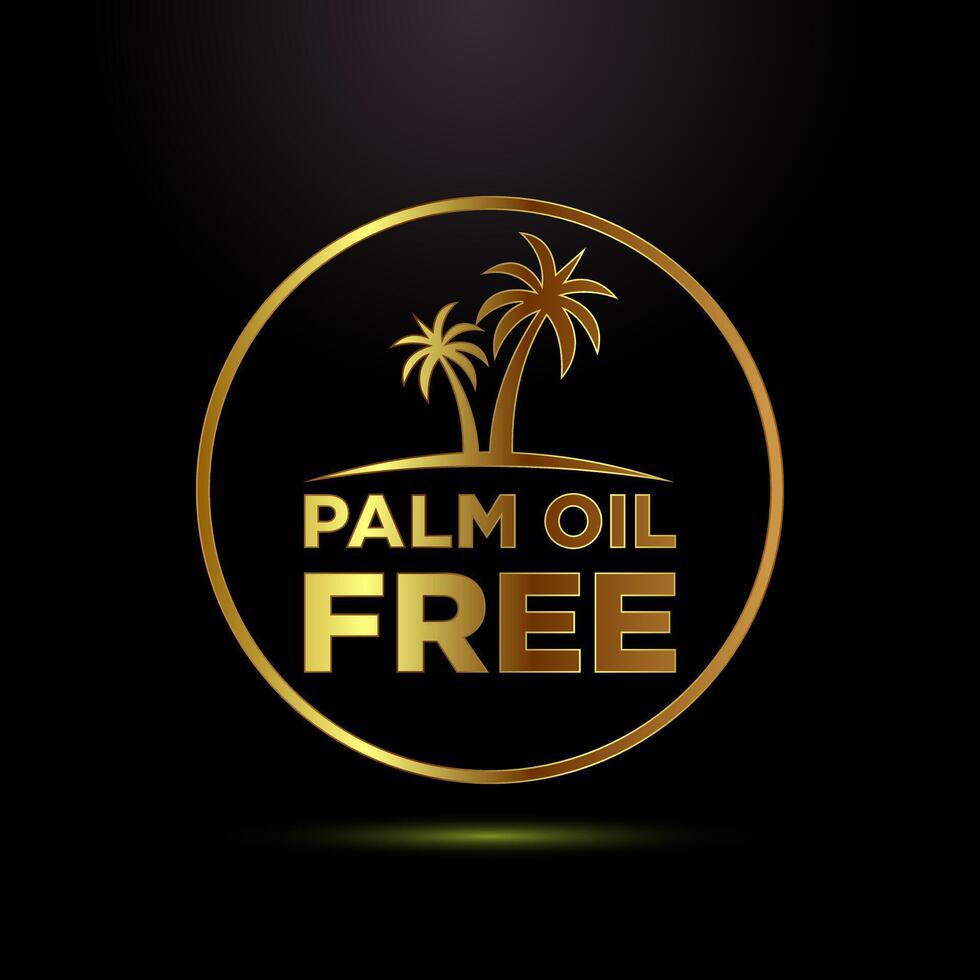 Palm oil free icon design illustration, healthy organic food, No palm oil symbol in gold color style vector