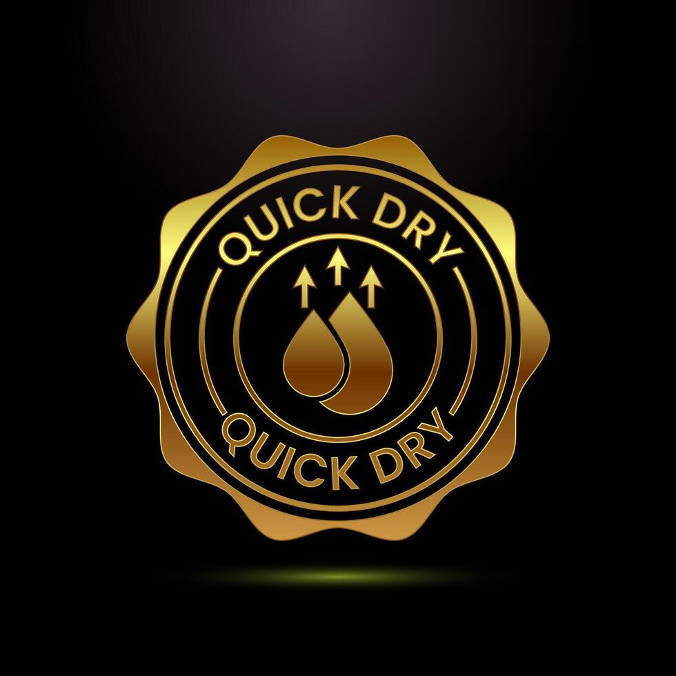 Quick dry icon design. Fast dry cleaning service symbol in gold color style vector