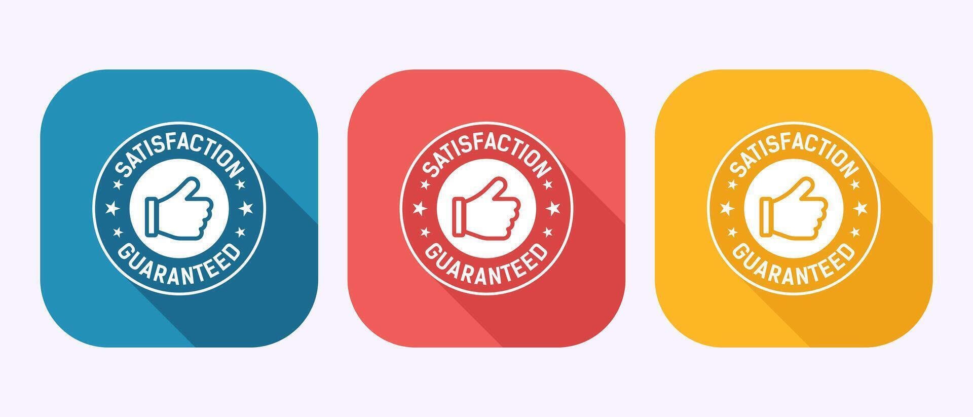 Satisfaction guaranteed icon design illustration, 100 percent satisfaction label sign in shadow button design vector