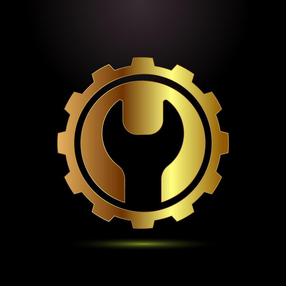 Service icon illustration, maintenance tools sign symbol in gold color style vector