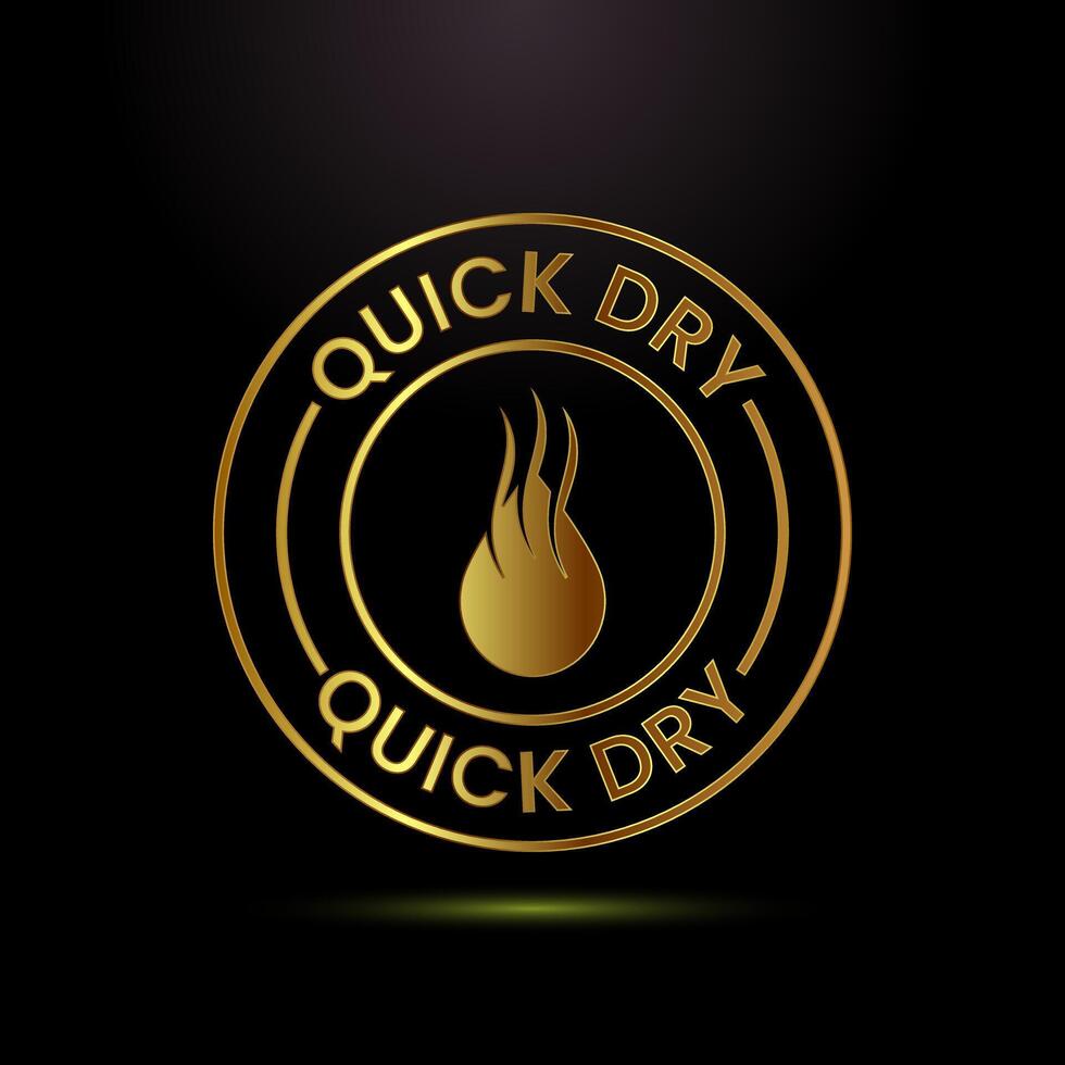 Quick dry icon. Fast dry cleaning service sign symbol in gold color style vector