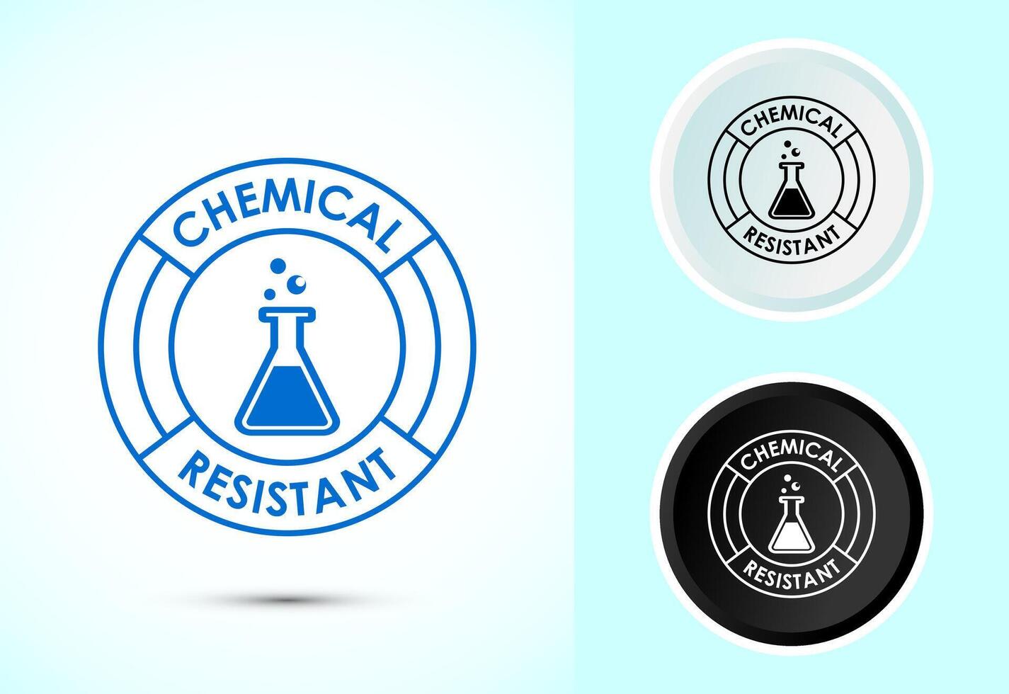 Chemical resistant icon design, Chemical resistant sign symbol in color black and white vector