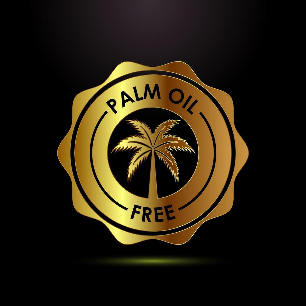 Palm oil free icon design, healthy organic food, No palm oil sign in gold color style vector