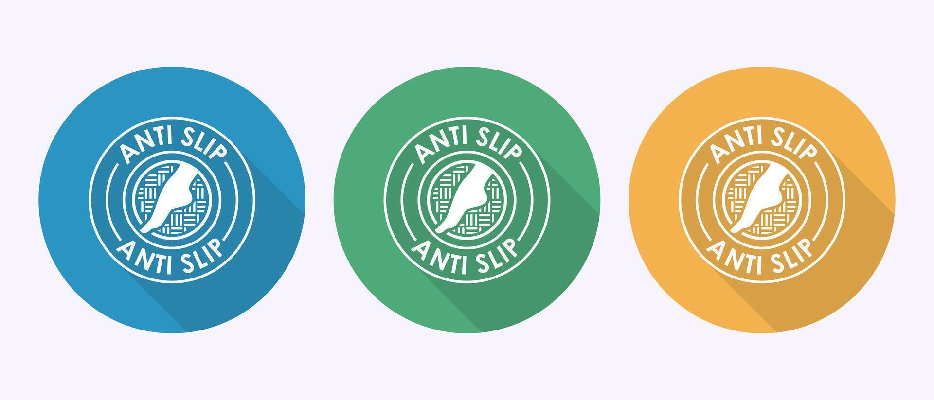 Anti slip icon design. Non slip safety icon, Slip prevention sign symbol in shadow button design vector
