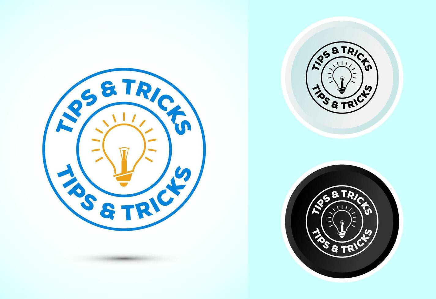 Quick tips icon design, Tips and tricks symbol in color black and white vector