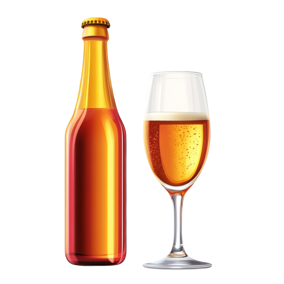 Beer Bottle With Wine Glass Beverage png