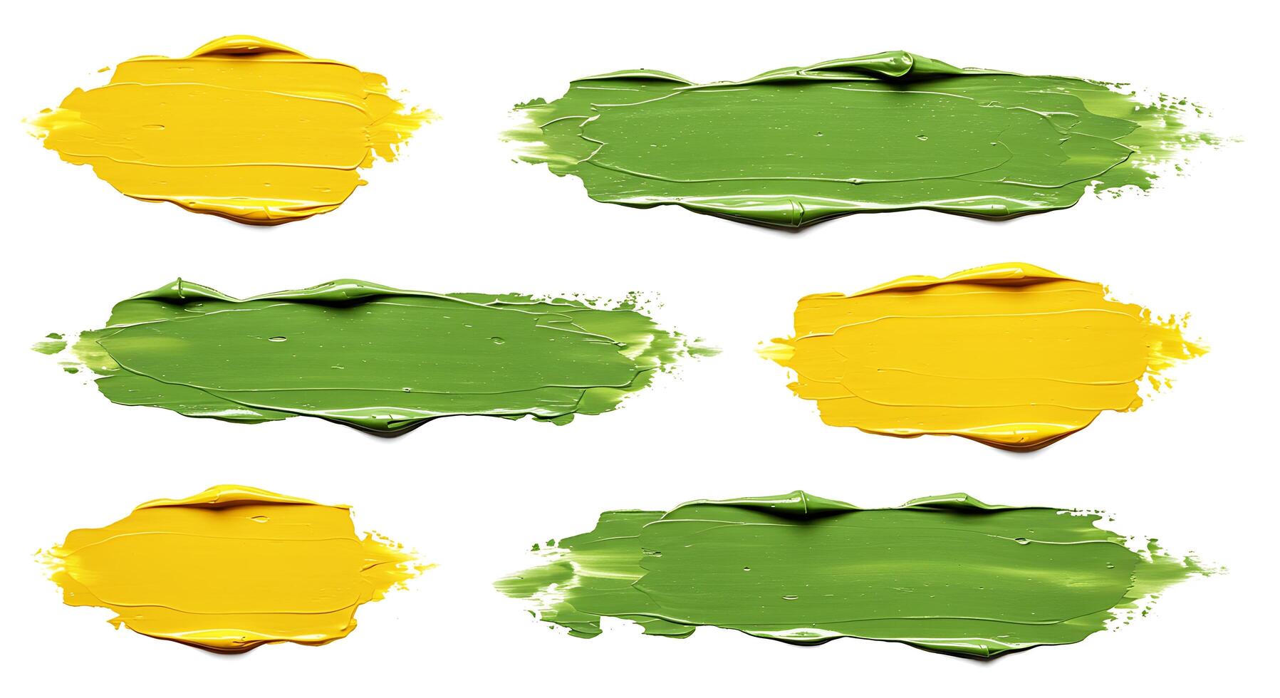 A set of green and yellow paint splatters photo