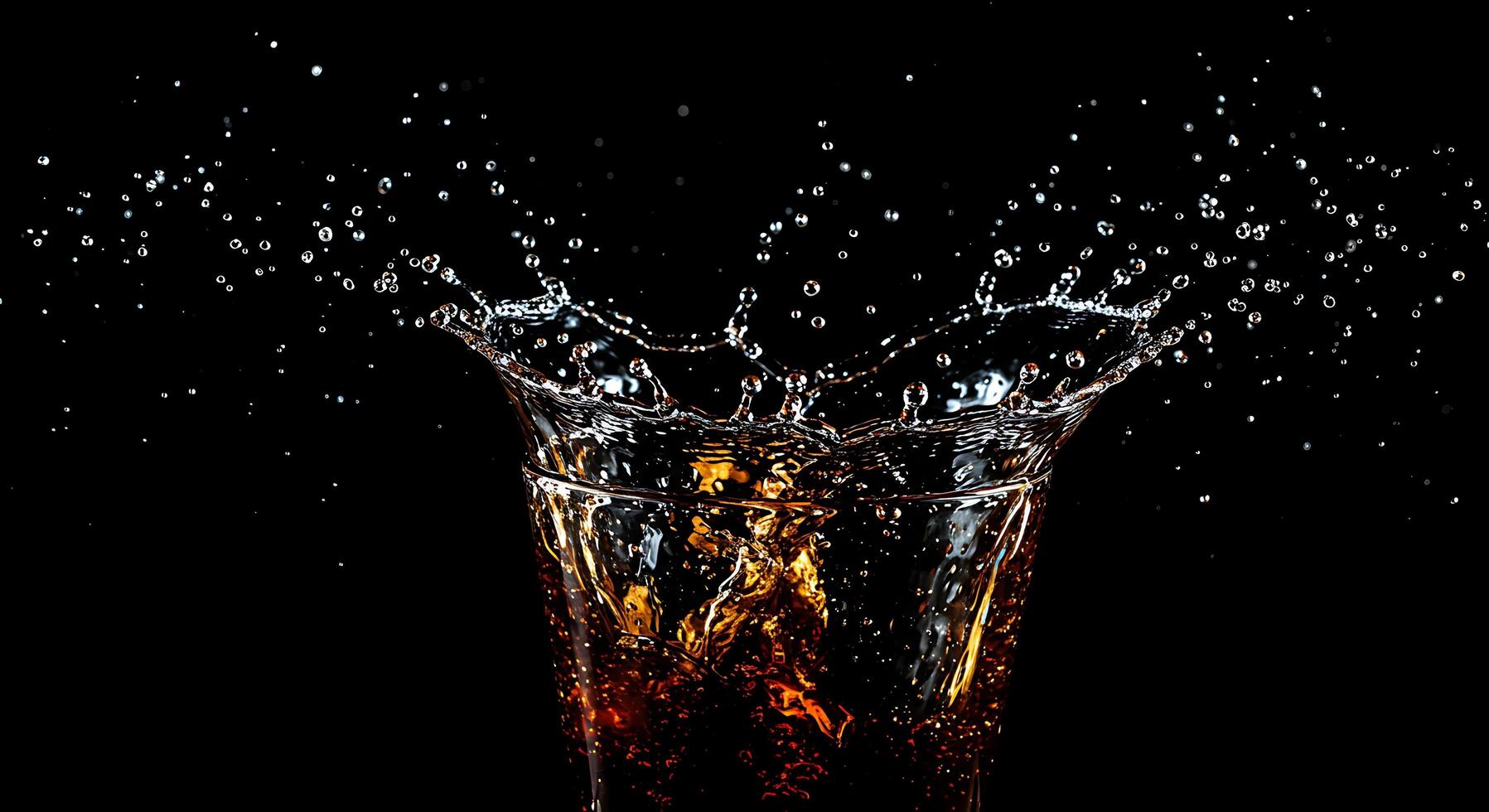 A glass of cola with a splash of water photo