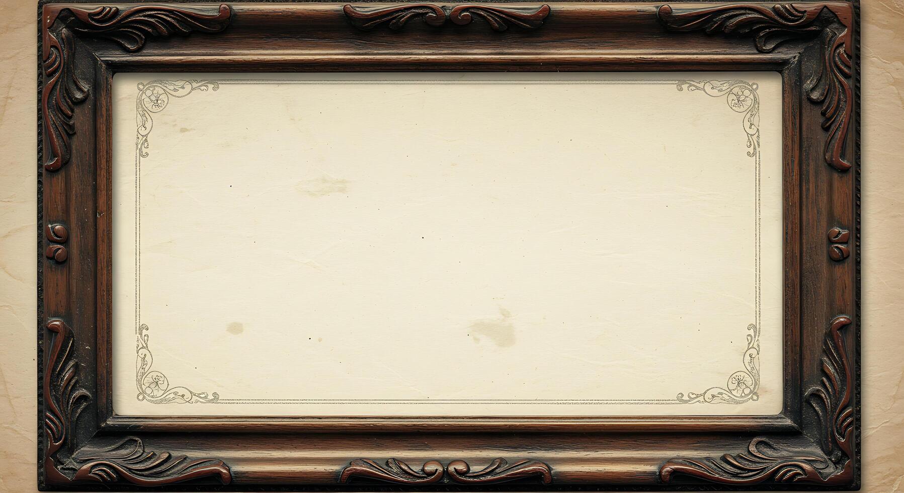 An old wooden frame with a blank space for a text photo