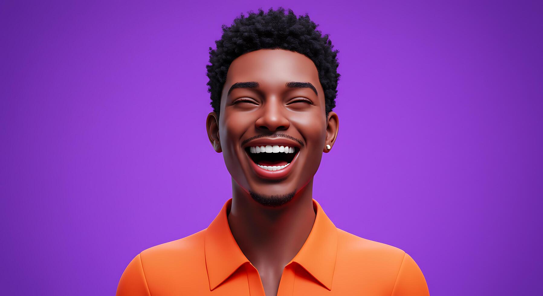 A man with an orange shirt and a smile photo