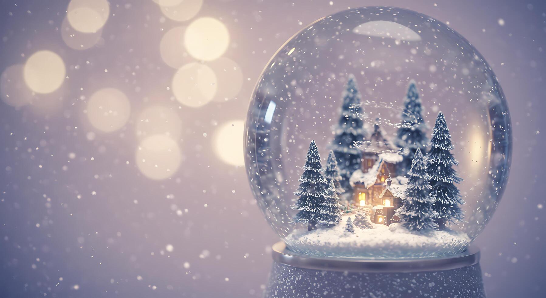 A snow globe with a house inside photo