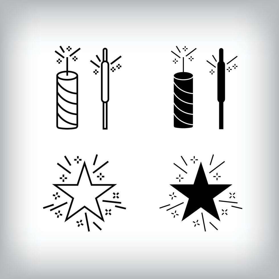 Explosion, confetti, candle, star shine sweet bagel and fun design. Simple linear and flat event celebration icon set. vector