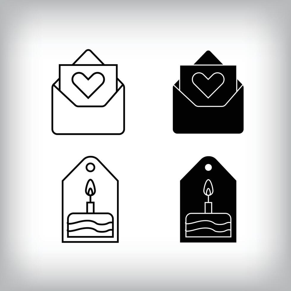 Label, heart mail and fun design. Simple linear and flat event celebration icon set. vector