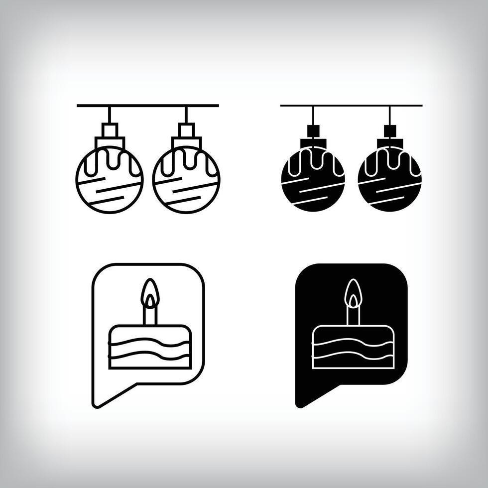 Birthday speech bubble, decoration and fun design. Simple linear and flat event celebration icon set. vector