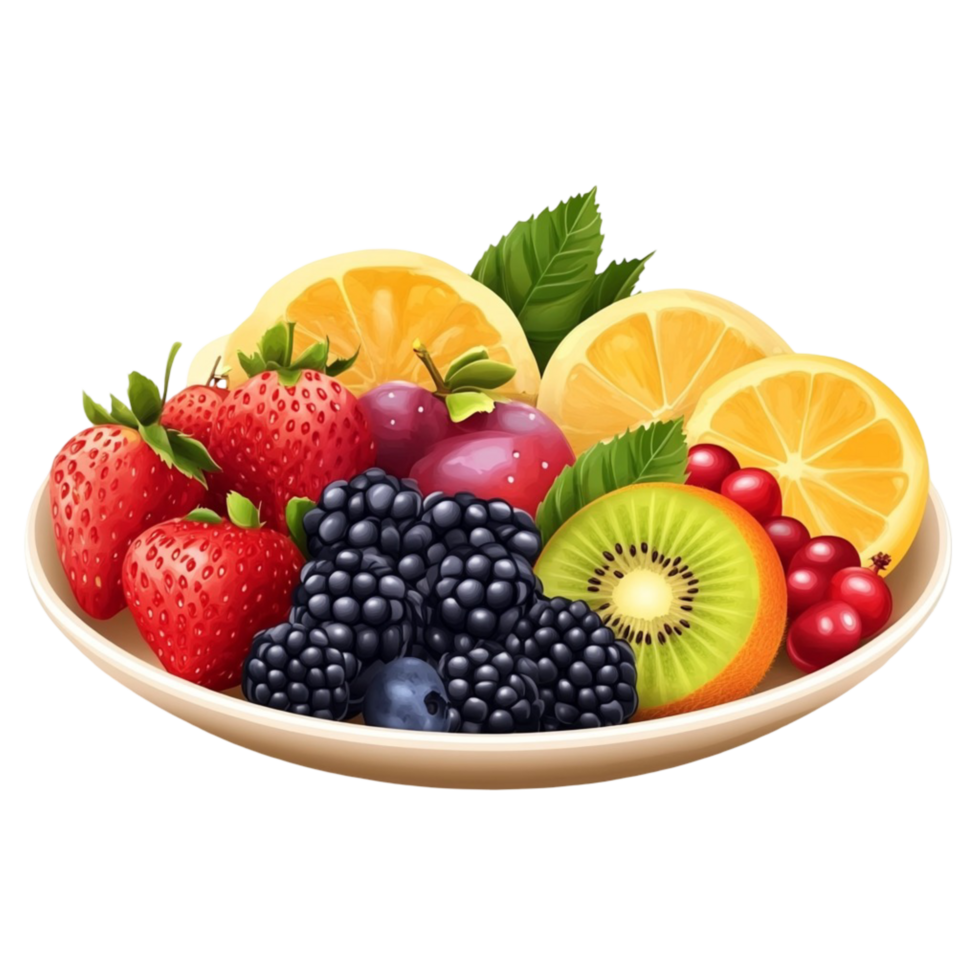Healthy Fruit Salad Platter Berries Kiwi Orange png