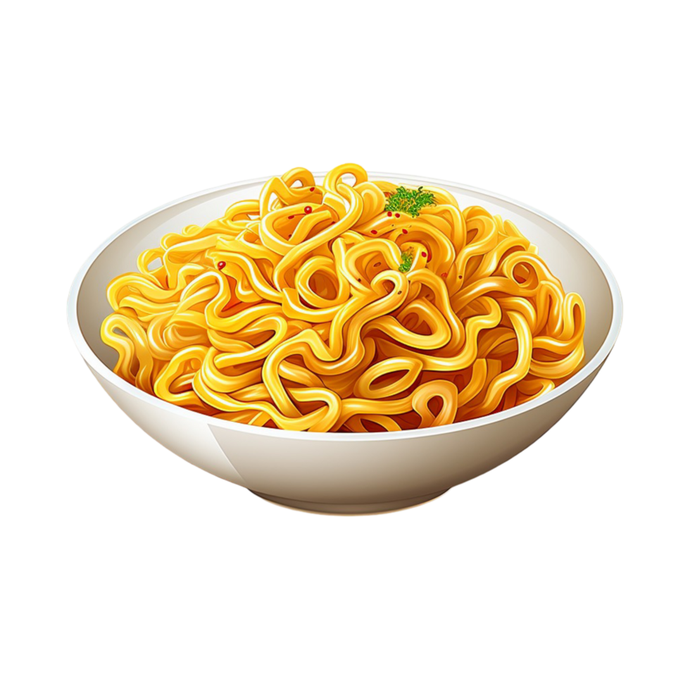 Golden Bowl of Cooked Spaghetti Ready to Eat png