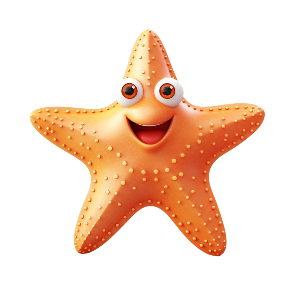 Cheerful Orange Starfish with a Happy Expression png