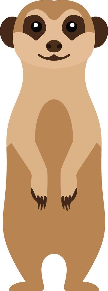 Meerkat standing upright cartoon style simple illustration with brown tones and neutral background vector