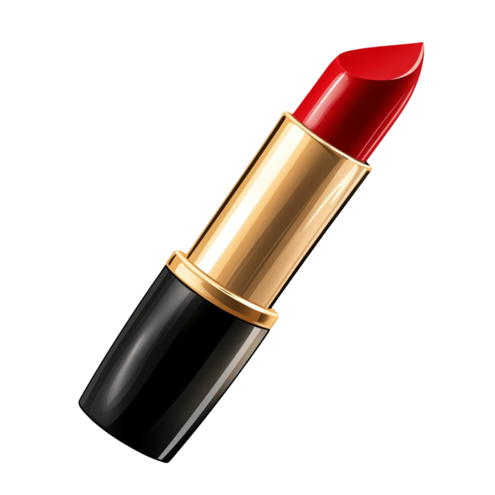 Classic Red Lipstick with Gold and Black Case png