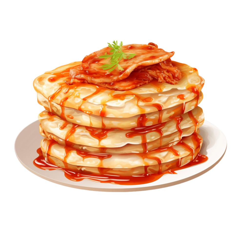Pile of Fluffy Pancakes with Sweet Syrup png