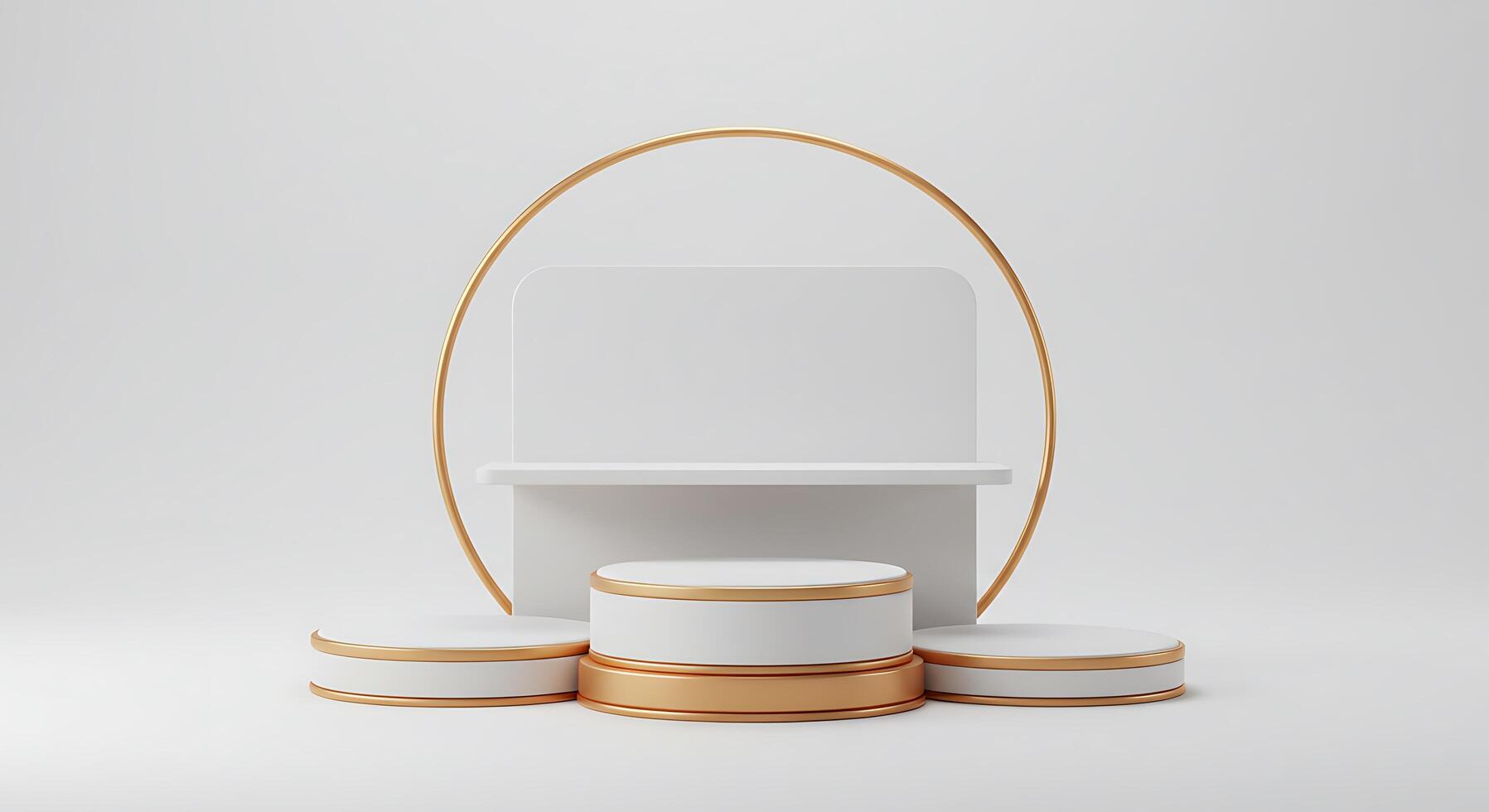 Golden round table with white and gold chairs photo