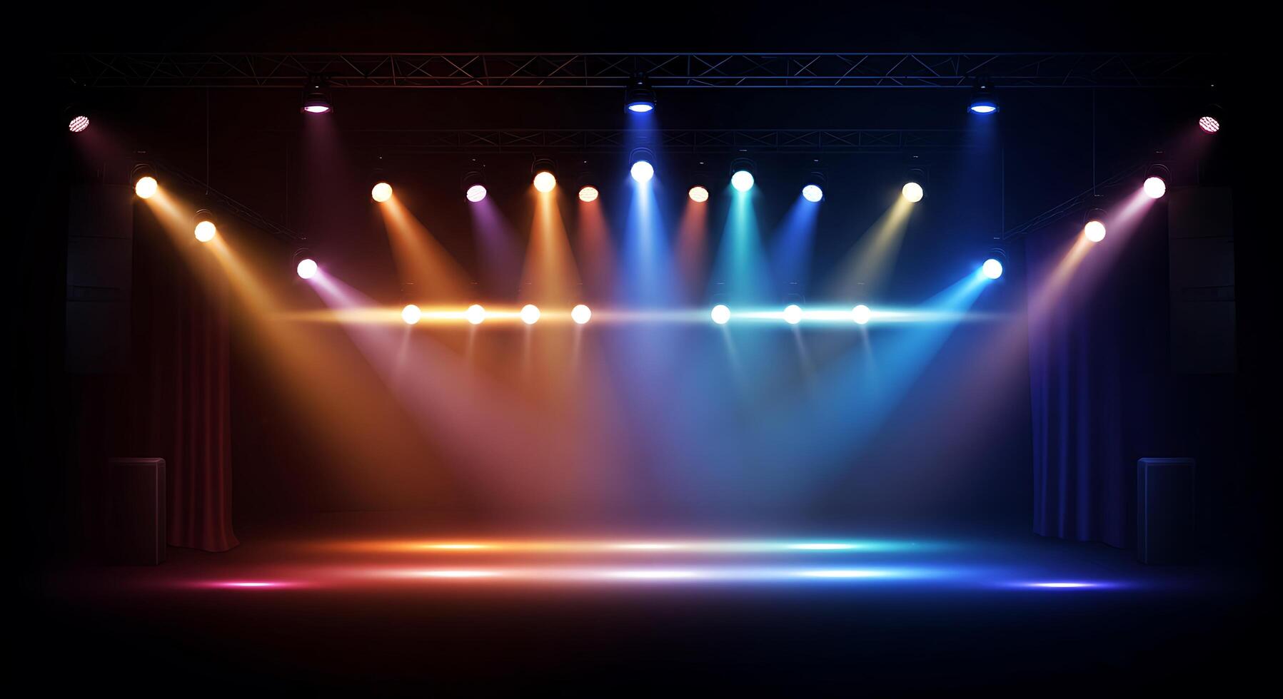 Stage with spotlight and stage lights illustration photo